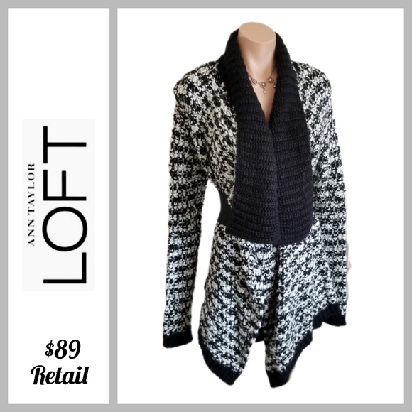 LOFT chunky knit waterfall cardigan black boho sweater small, FINAL PRICE! - Picture 16 of 16